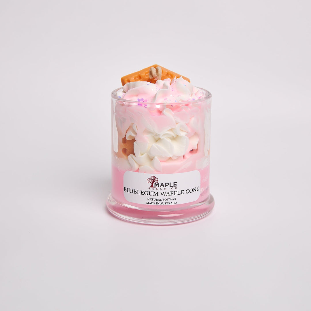 Bubblegum Waffle Cone Dessert Candle dessert candles Maple Beech Co