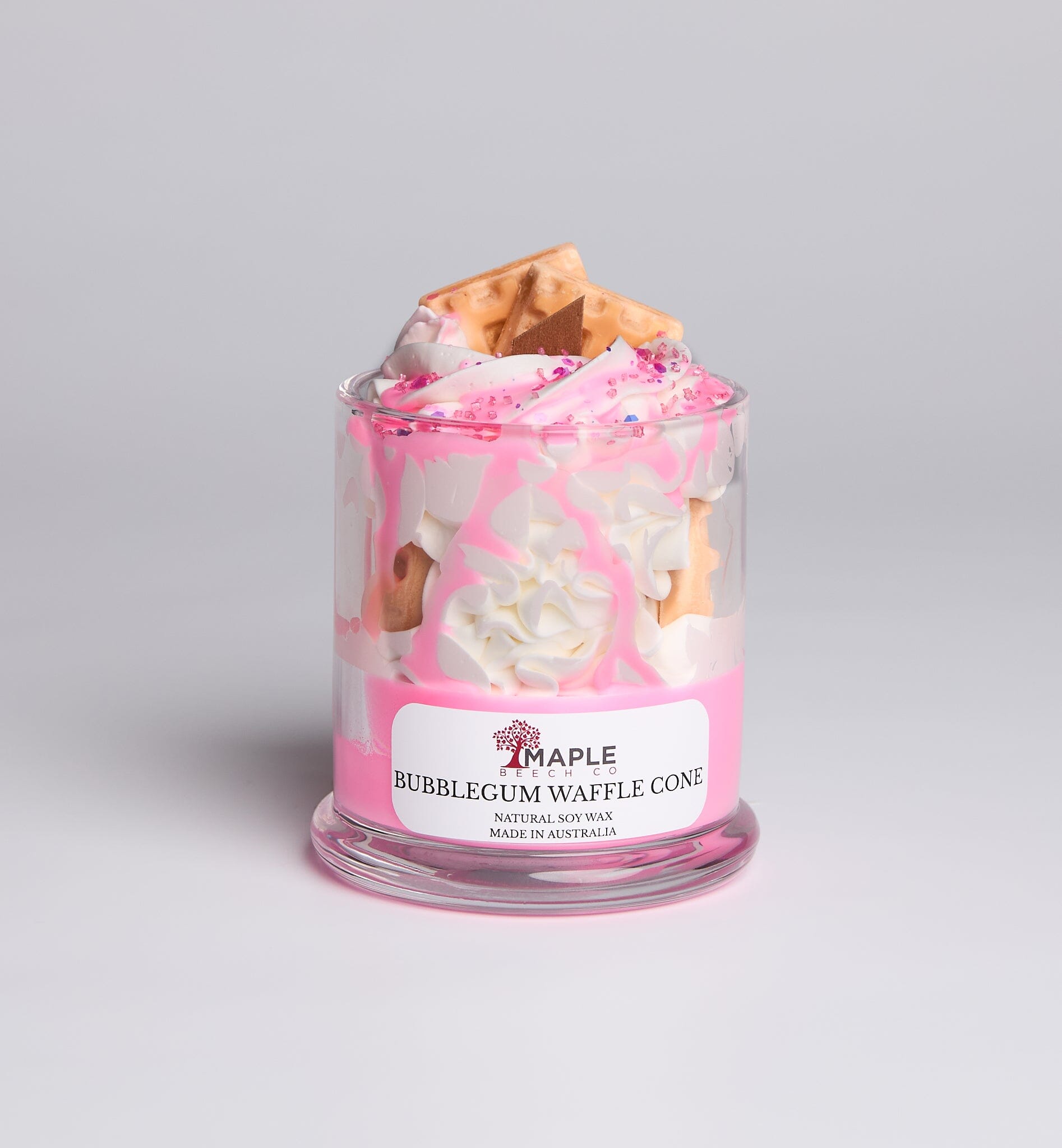 Bubblegum Waffle Cone Dessert Candle dessert candles Maple Beech Co 