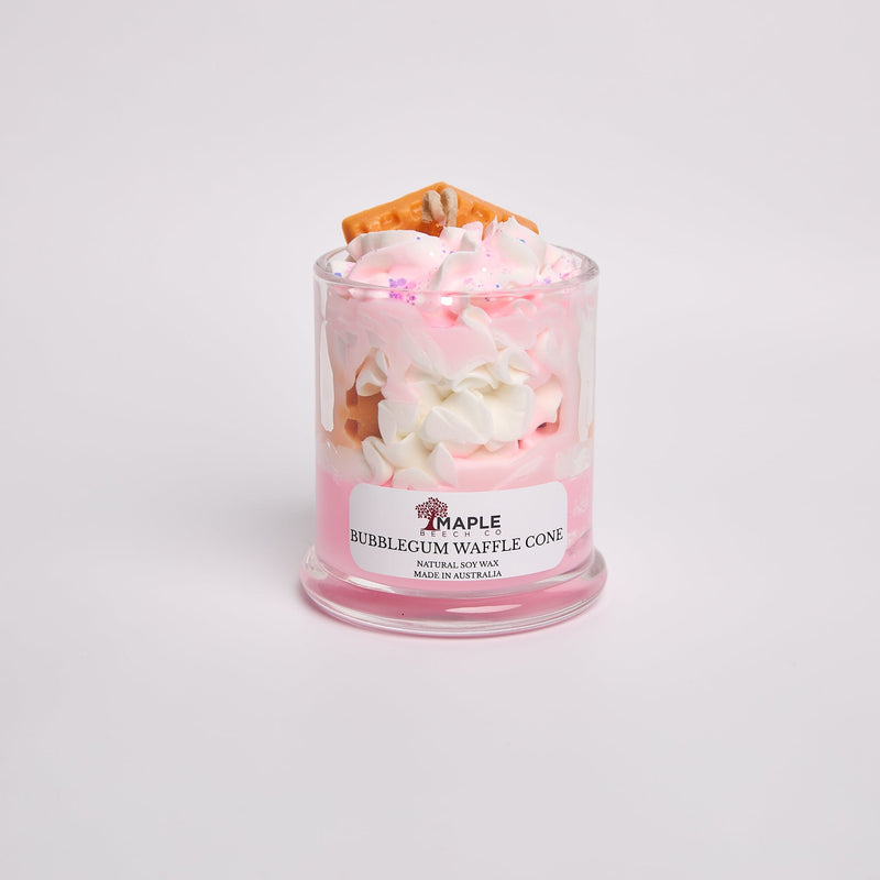 Bubblegum Waffle Cone Dessert Candle dessert candles Maple Beech Co 