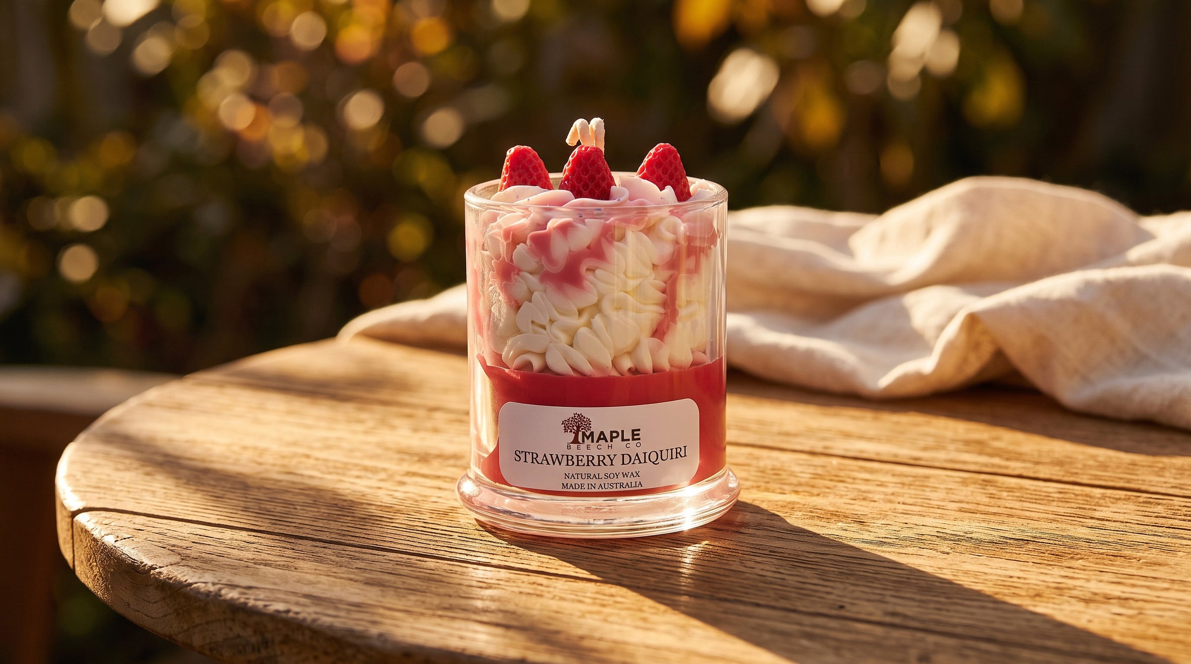 Maple Beech Co candle in a nostalgic lifestyle scene